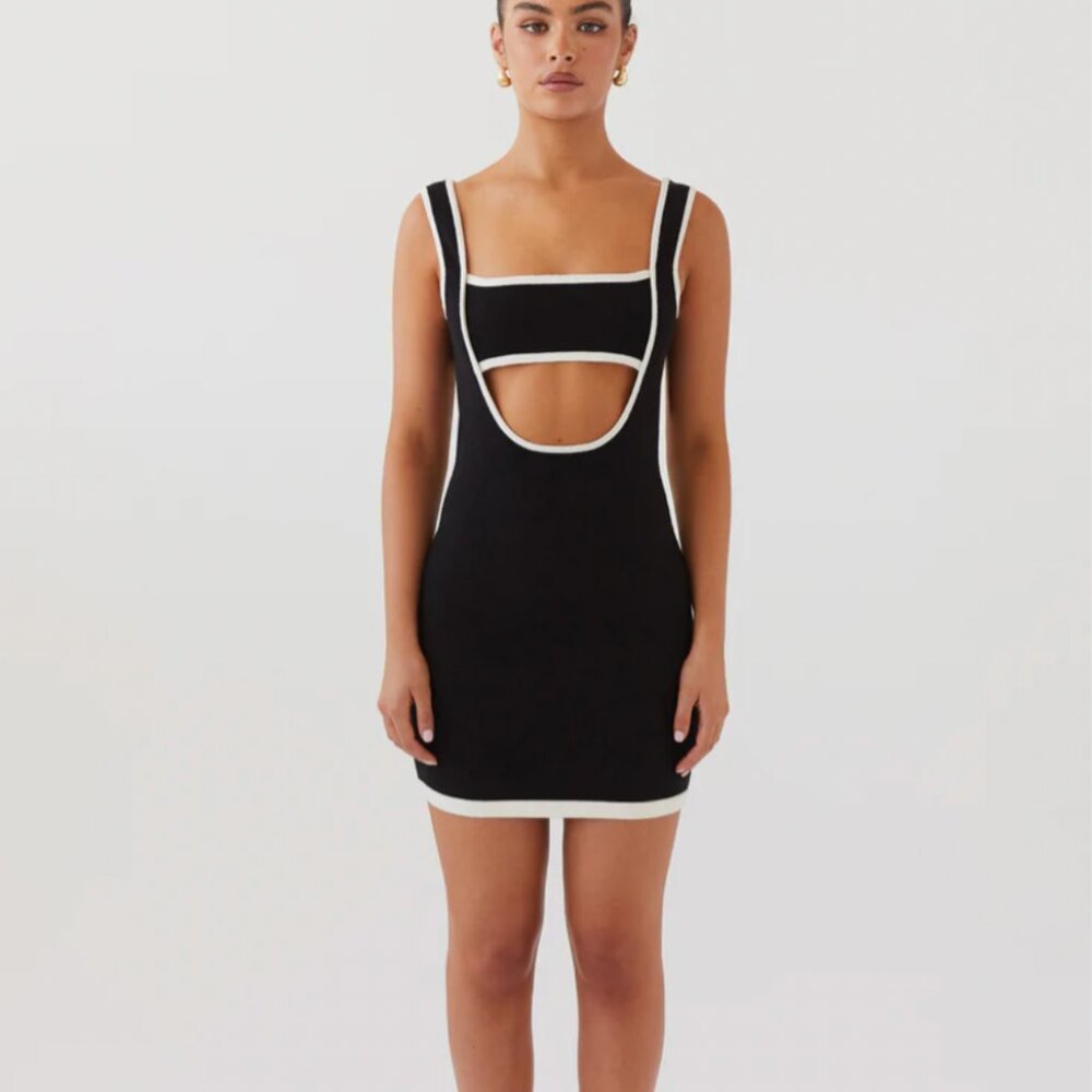 NWT Peppermayo Exclusive - Lost In Paris Knit Mini Dress - Black, Size XS-S